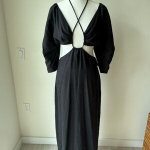 Mara Hoffman Black Midi Dress with Cut-Out Back